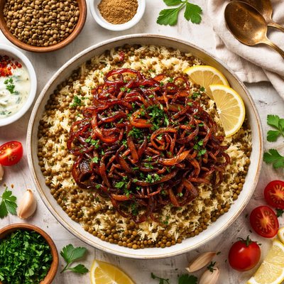 Image of Lentils and Rice with Caramelized Onions
