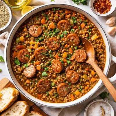 Image of Lentils and Spicy Sausages