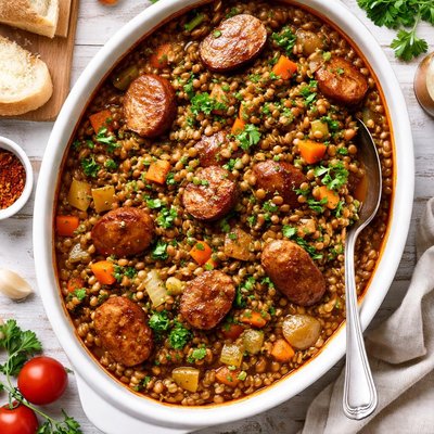 Image of Lentils Sausage Casserole