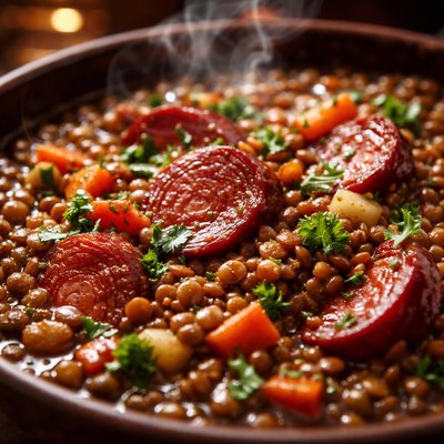 Image of Lentils with Chorizo Red Wine