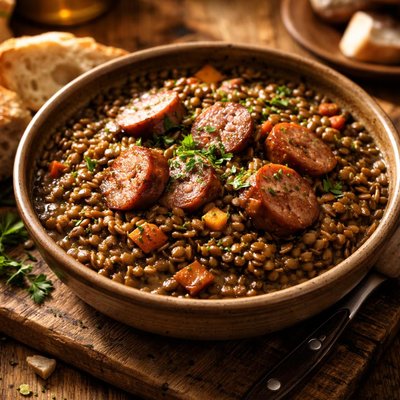 Image of Lentils with Garlic Sausage