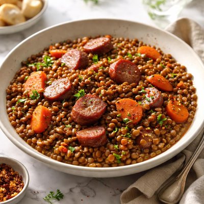 Image of Lentils with Smoked Sausage and Carrots