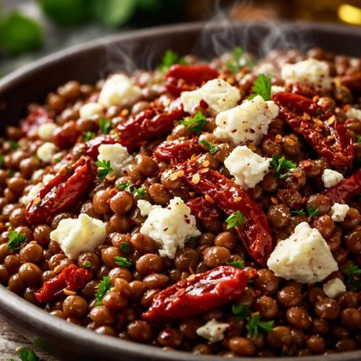 Image of Lentils with Sun Dried Tomatoes and Feta