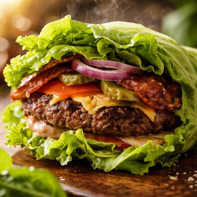 Image of Hamburguesa envuelta en lechuga sin soja