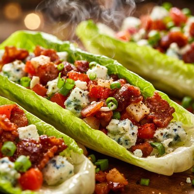 Image of Lettuce Boats with Bleu Cheese and Bacon