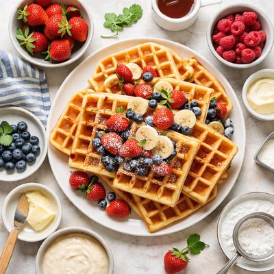 Image of Light and Crisp Sourdough Waffles