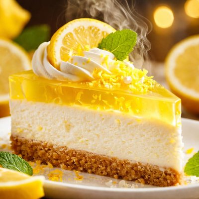 Image of Light and Fluffy Lemon Jello Cheesecake