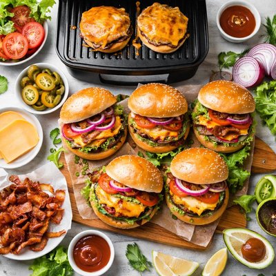 Image of Light Cheesy Burgers George Foreman Grill