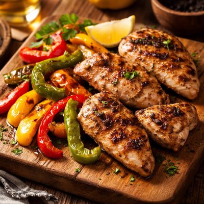 Image of Light Chicken and Capsicum for the Bbq Grill or Oven