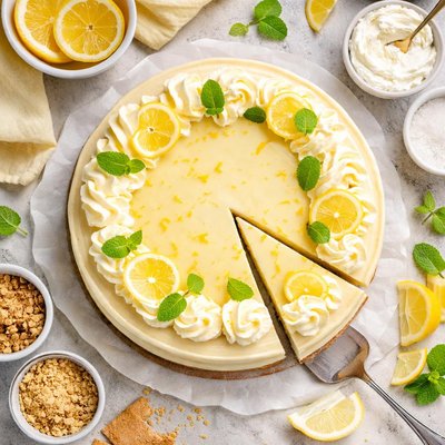 Image of Light Creamy Layered Lemon Cheesecake