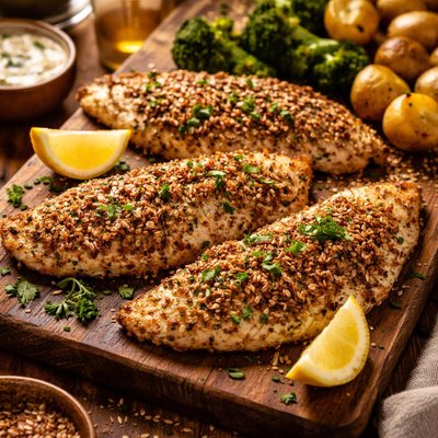 Image of Light Flax Oat Baked Tilapia