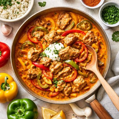 Image of Light Pork Paprikash with Peppers