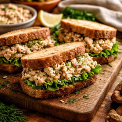 Image of Light Salmon Salad Sandwiches