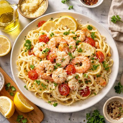 Image of Light Seafood Pasta Alfredo