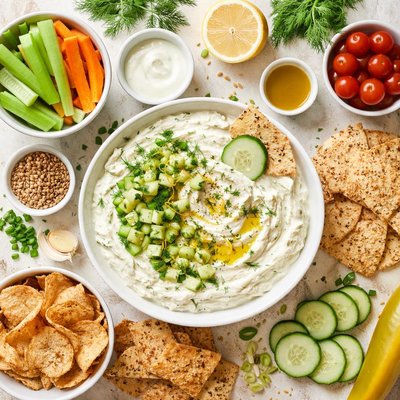 Image of Lighter Than Light Cucumber Dip with Vegan Alternatives