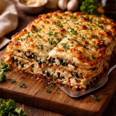Image of Lighter White Sauce Chicken Lasagna