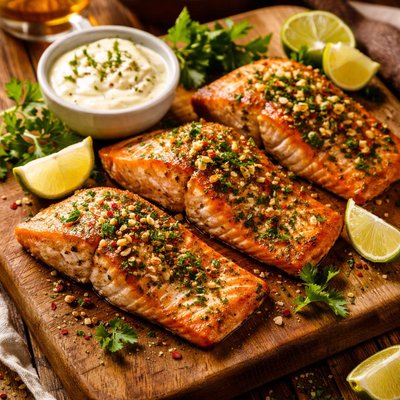 Image of Lime and Garlic Salmon with Lime Mayonnaise