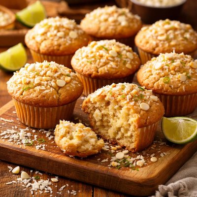 Image of Lime Coconut White Chocolate Chip Muffins