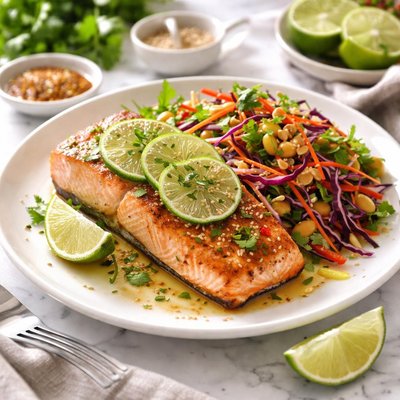 Image of Lime Infused Atlantic Salmon with Asian Salad