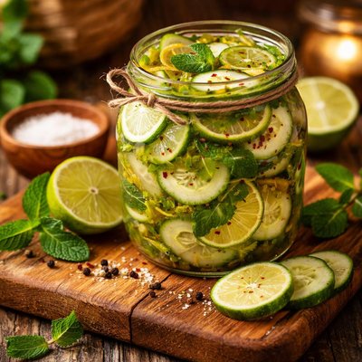 Image of Lime Mint Freezer Pickles