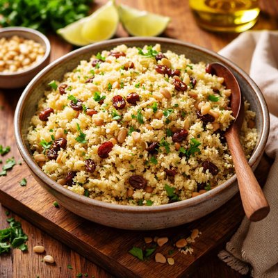 Image of Lime Scented Bulgar Pilaf with Raisins and Pine Nuts
