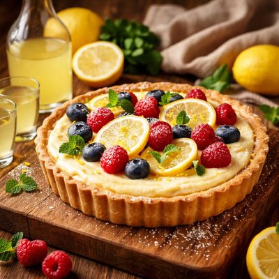 Image of Limoncello and Lemon Cream Fruit Tart