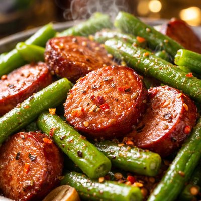 Image of Linguica and Green Beans