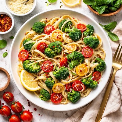 Image of Linguine with Broccoli Cherry Tomatoes