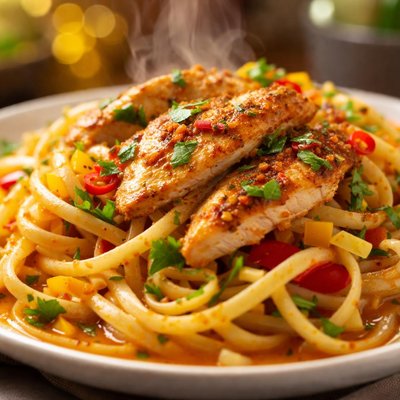 Image of Linguine with Chicken and Caribbean Sauce
