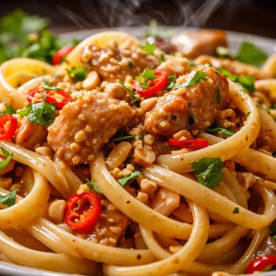 Image of Linguine with Chicken and Peanut Sauce