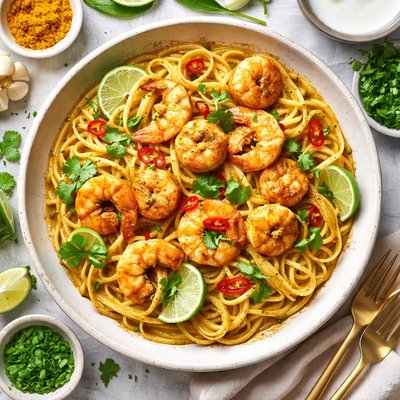 Image of Linguine with Curried Shrimp Scallops