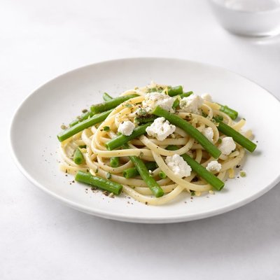 Image of Linguine with Green Beans and Goat Cheese