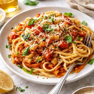 Image of Linguine with Leek and Tomato Sauce