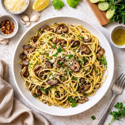 Image of Linguine with Leeks and Mushrooms