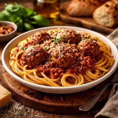 Image of Linguine with Marinara Sauce and Meatballs