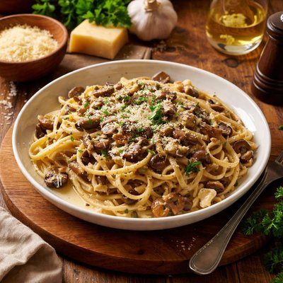 Image of Linguine with Mushroom Caesar Sauce