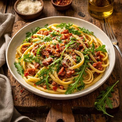 Image of Linguine with Pancetta and Arugula