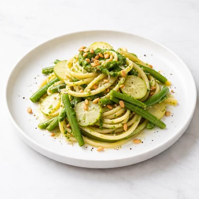 Image of Linguine with Potatoes Green Beans and Pesto