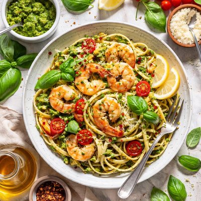 Image of Linguine with Shrimp Pesto
