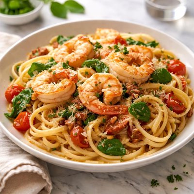 Image of Linguine with Shrimp Tuscan Style
