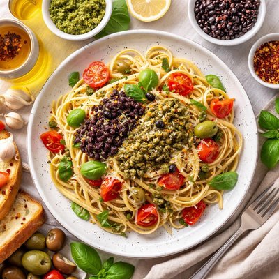 Image of Linguine with Two Olive Tapenade