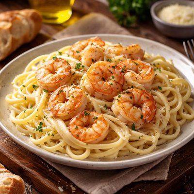 Image of Linguini Alfredo with Shrimp