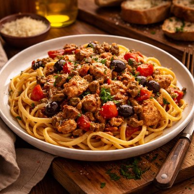 Image of Linguini with Mediterranean Chicken Ragu
