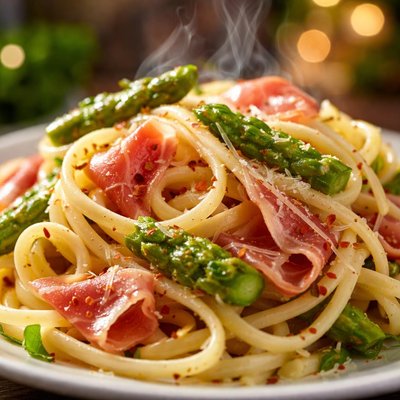 Image of Linguini with Prosciutto and Asparagus