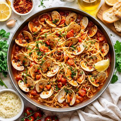 Image of Linguini with Red Clam Sauce Linguini Con Le Vongole Al Sugo