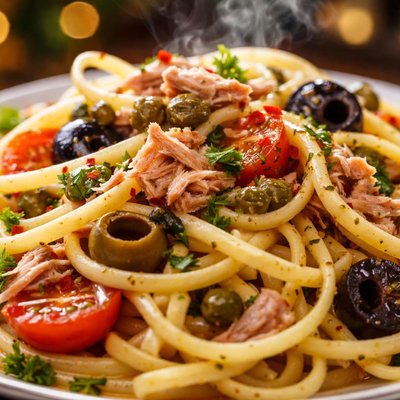 Image of Linguini with Tuna Capers and Olives