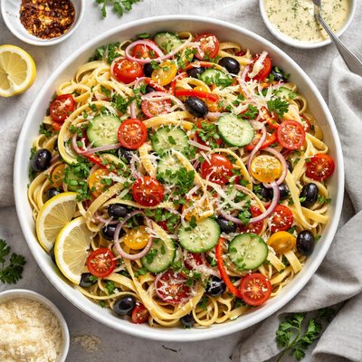 Image of Lip Smacking Linguini Salad with Horseradish Dressing