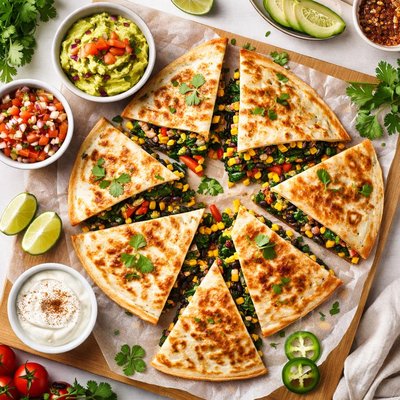 Image of Lite Black Bean and Spinach Quesadillas