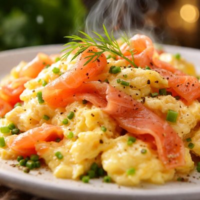 Image of Lite Scrambled Eggs with Smoked Salmon