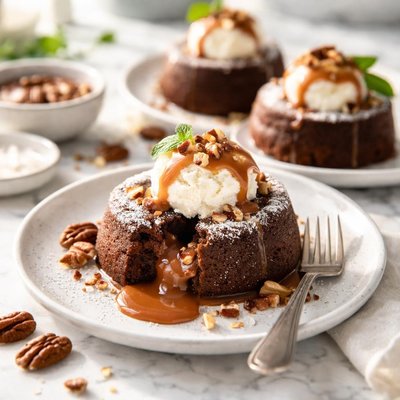 Image of Little Warm Chocolate Caramel Cakes